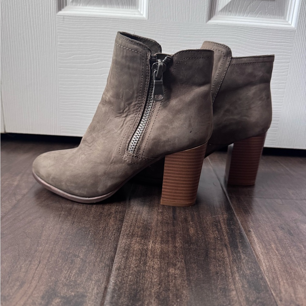 Brown Suede Heeled Boots with Almond Toe